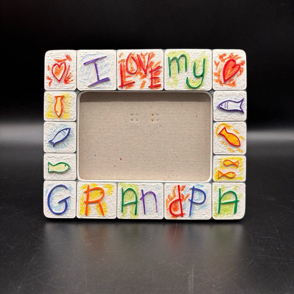 Skibbles Russ Photo Picture Frame‎ I Love My Grandpa Colorful Gift Holds 3.5"x5"